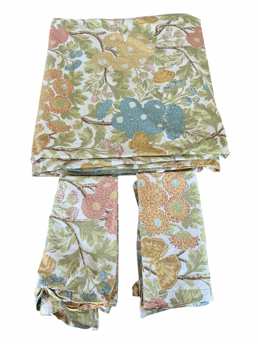 Pottery Barn Mum Garden 3-Piece King Duvet Cover Set Floral 100% Cotton READ